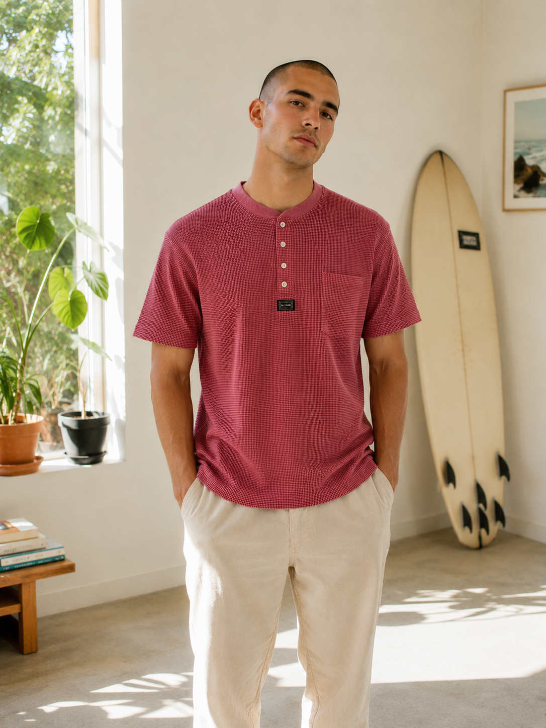 Mc. CLAIN Collarless Polo Shirt - Men
