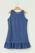 Vestido Mini Vaquero Azul de Lunares con Volantes