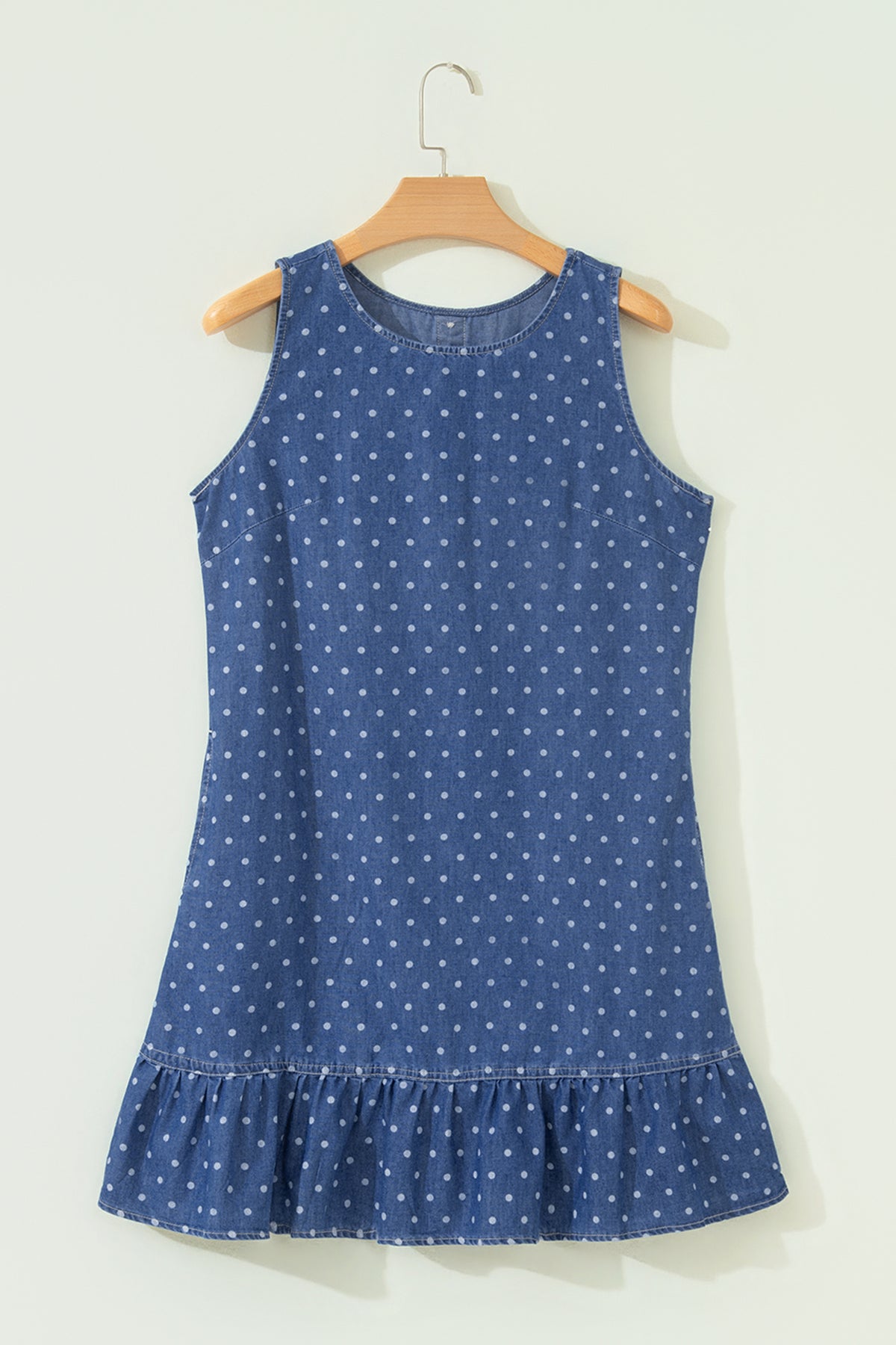 Vestido Mini Vaquero Azul de Lunares con Volantes