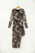 Vestido Negro Floral Asimétrico