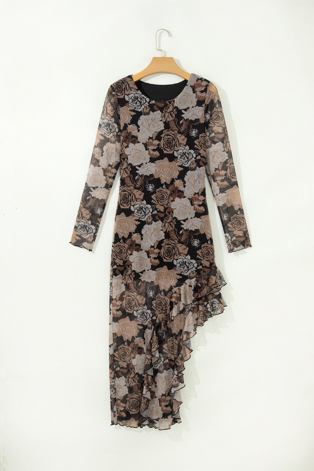 Vestido Negro Floral Asimétrico