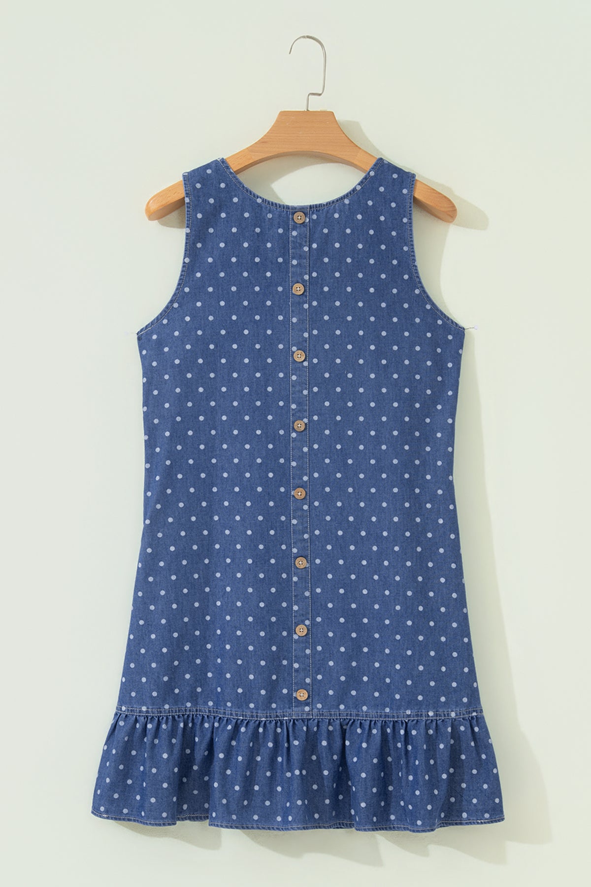Vestido Mini Vaquero Azul de Lunares con Volantes